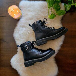 Black Chunky Goth Style Boots Size 7.5